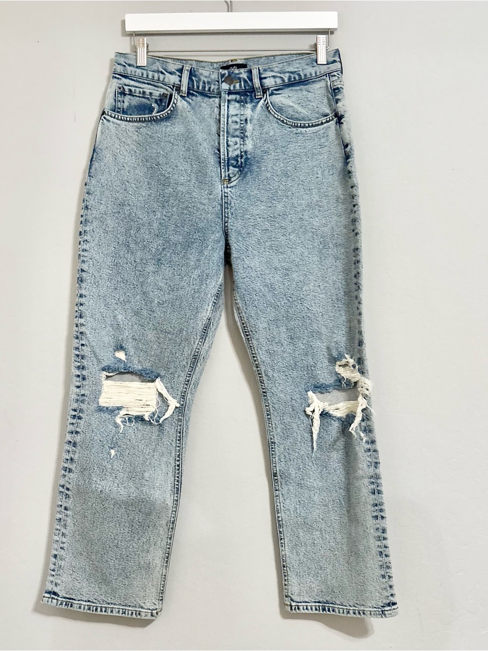 New RUTI Aileen Boyfriend Style Distressed Light Wash Straight Leg Denim Jeans